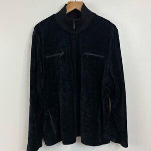 Polo Ralph Lauren Full Zip Sweater Women’s Size 2XL Black Velour L050622 Velvet